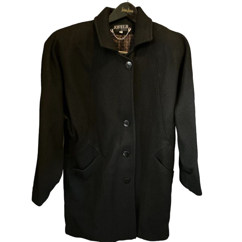JOFELD Vintage Women's‎ Black Wool Overcoat Jacket Size M